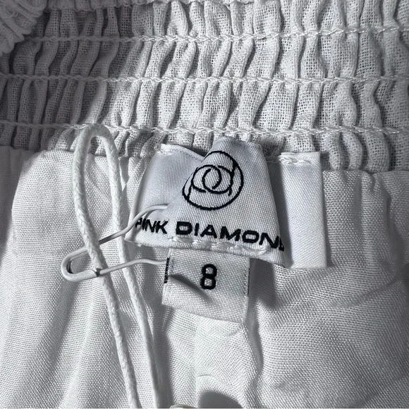 NWT* Pink Diamond White 100% Cotton Tiered Mini Dress Size 8 - Picture 10 of 16